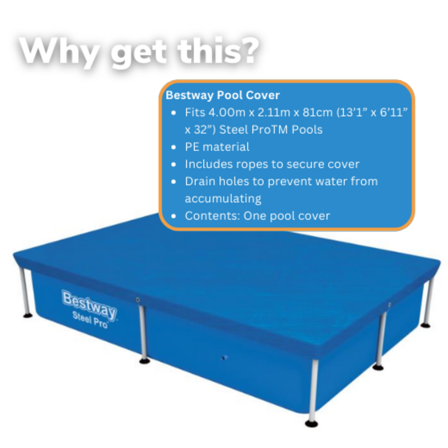 Bestway 7'3" x 59"/2.21m x 1.50m Pool Cover (for 56401)