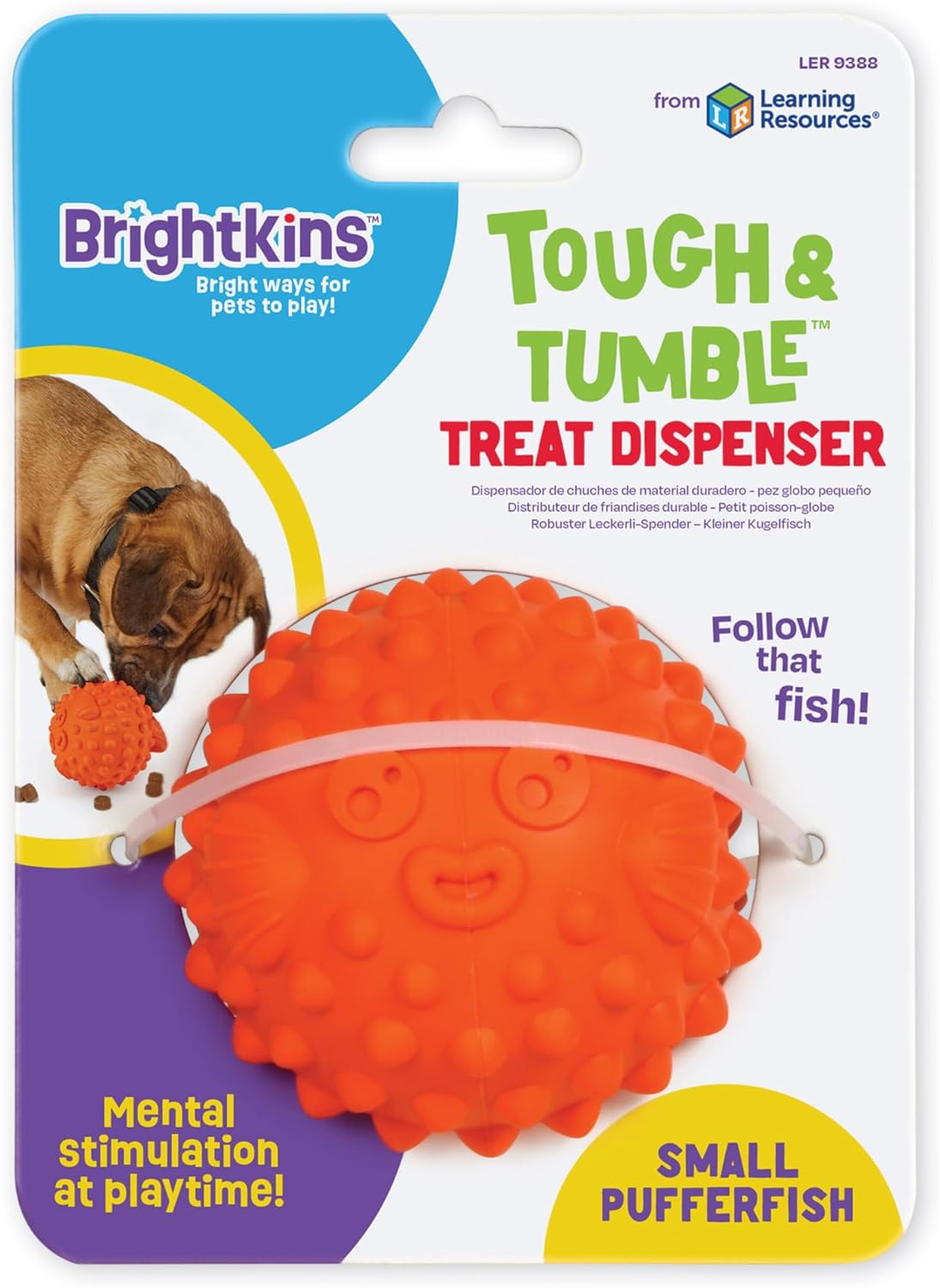 Ogapets Brightkins Small Pufferfish Treat Dispenser - Durable Rubber, BPA-free & Easy to Clean - Perfect for Dogs