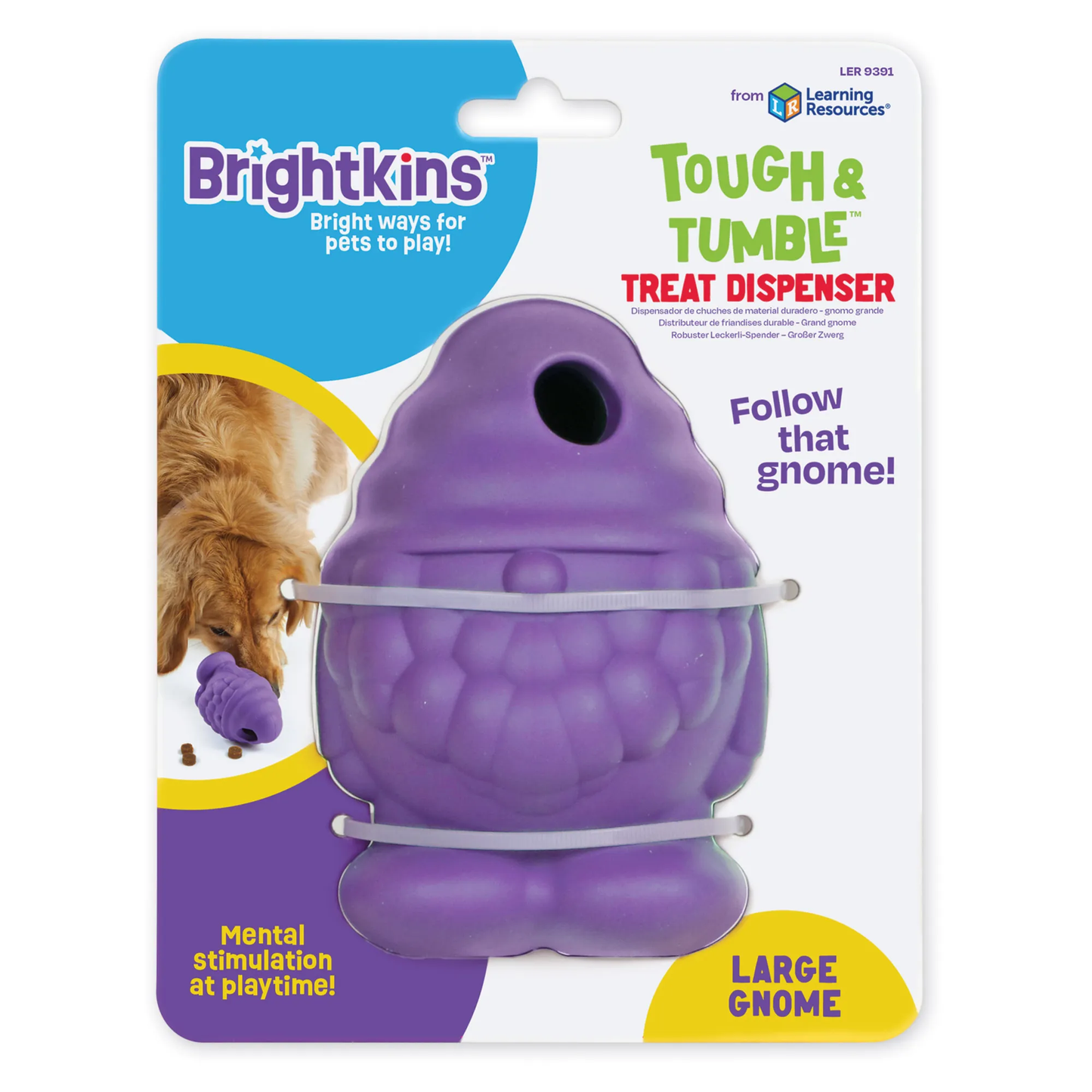Ogapets Brightkins Tough & Tumble Treat Dispenser Large Gnome Interactive Mealtime Enrichment for Dogs with Mental Stimulation and Slow Feeding Function