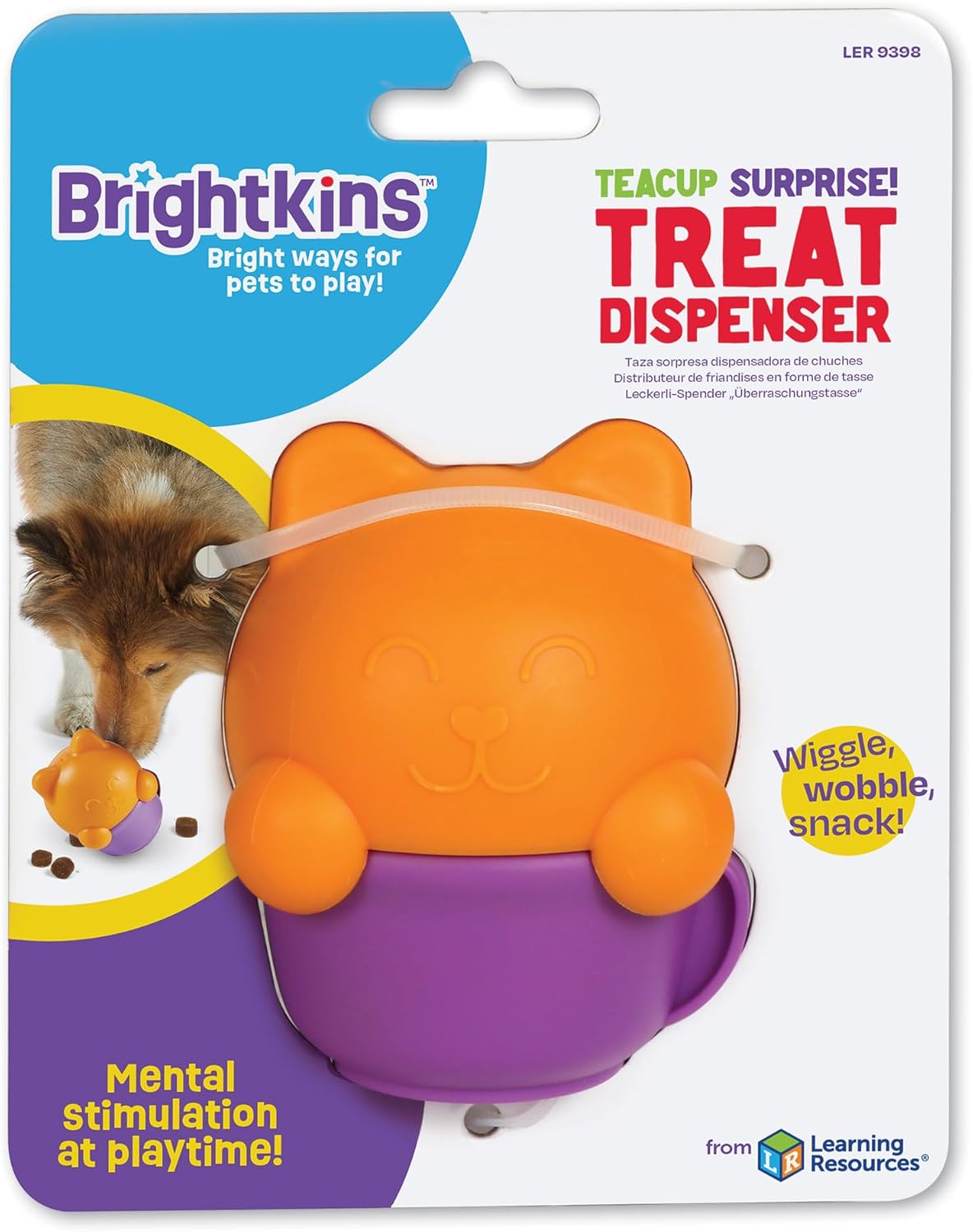 Ogapets Brightkins Teacup Kitten Treat Dispenser - Wiggle Wobble Snack Slow Feeder, BPA Free, Easy to Clean Mental Stimulation Toy
