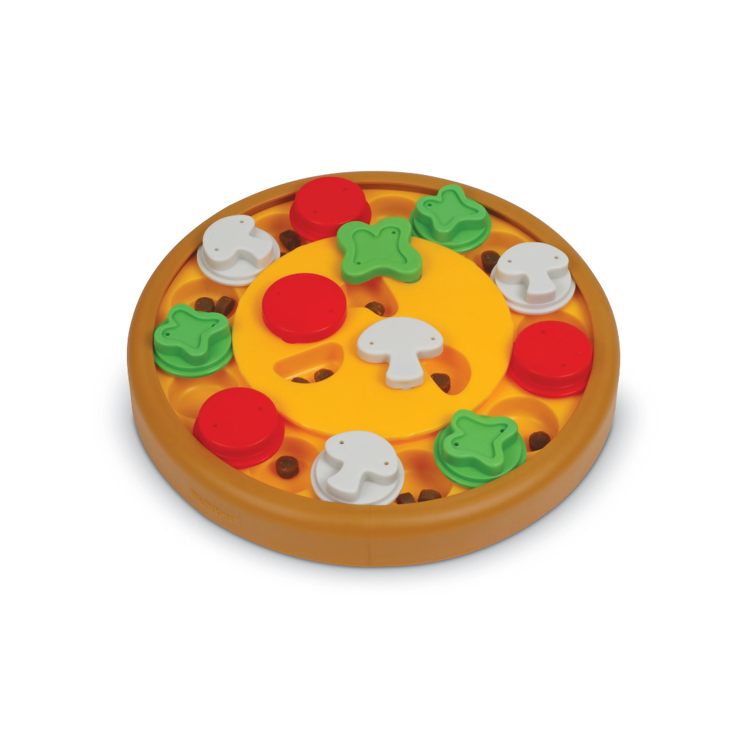 Ogapets Brightkins Pizza Party Treat Puzzle - Interactive Dog Toy with 12 Hidden Compartments for Mental Stimulation and Slow Feeding