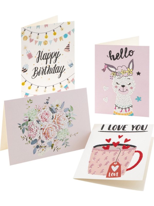 CRAFT ID DIAMOND PAINTING CARDS SET, 18.1X13CM, 4PCS