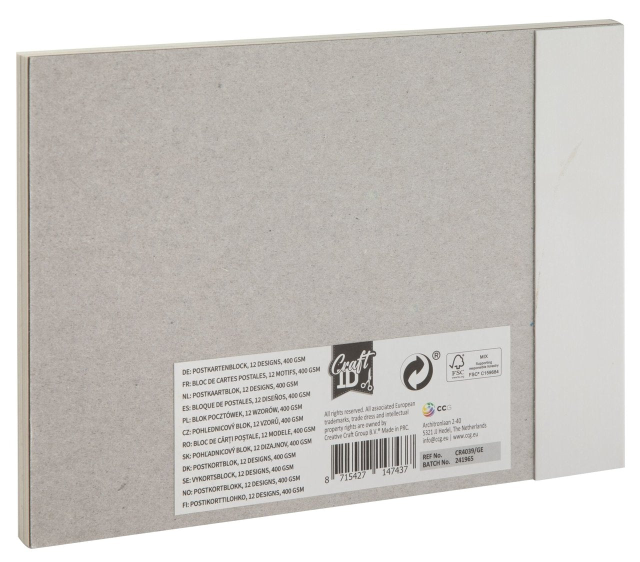 CRAFT ID POSTCARDS BLOCK, 17.6X12.5CM, 2ASS