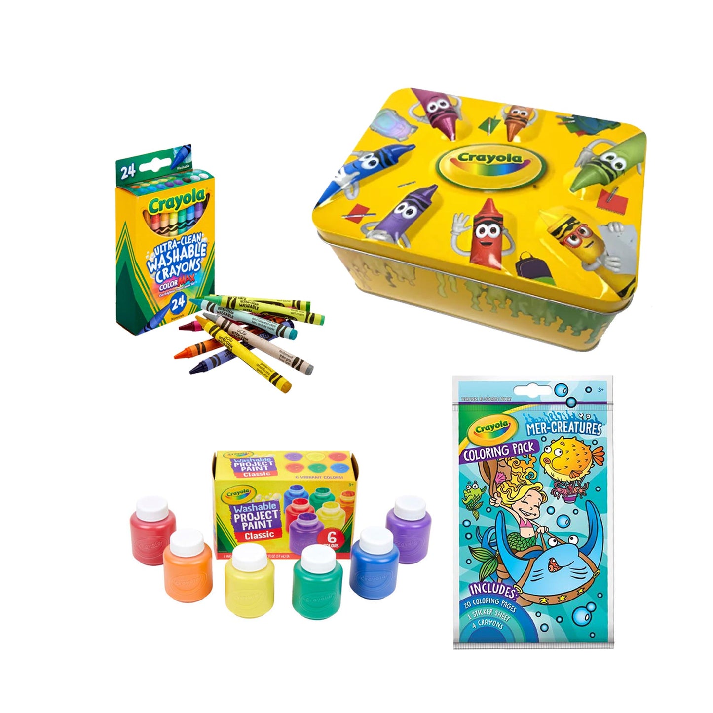 Crayola 6ct WPaint 541204 +24ct UC WCrayn 526924 +ActPad 040678 +Can