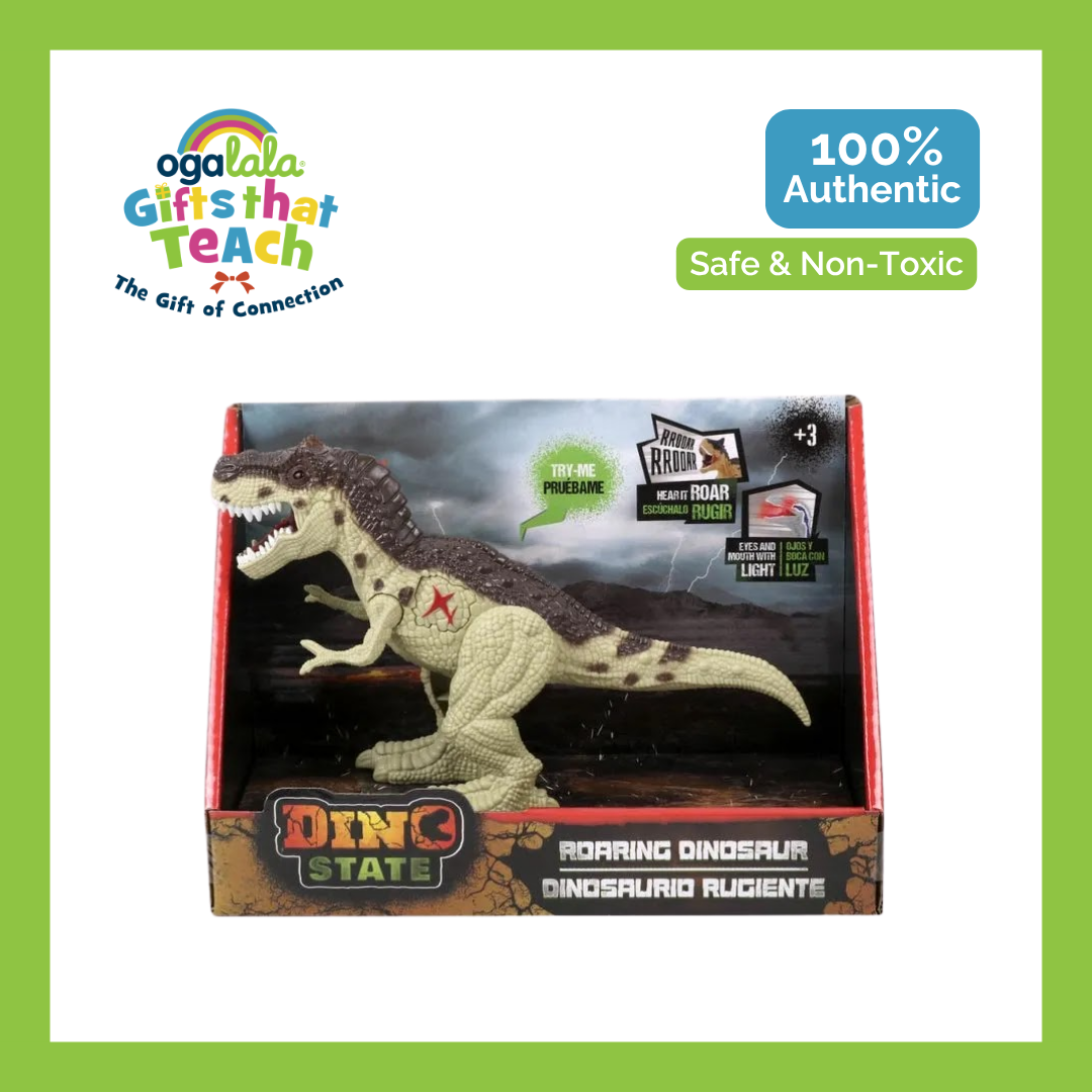 DINO STATE Roaring Dinosaur Toy with Light & Sound Try-Me Feature (Red)