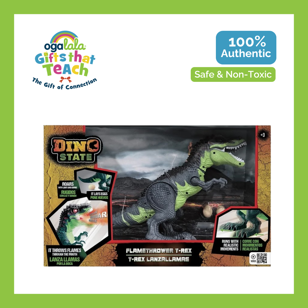 DINO STATE Multi-Function Walking, Egg Laying & Water Spraying Dinosaur Toy