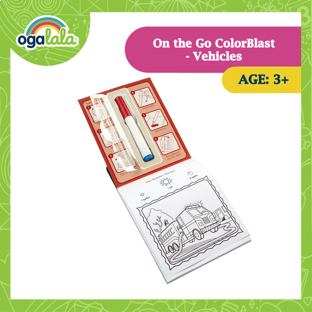 MELISSA AND DOUG On The Go Color Blast -No Mess Coloring Pad- Vehicles