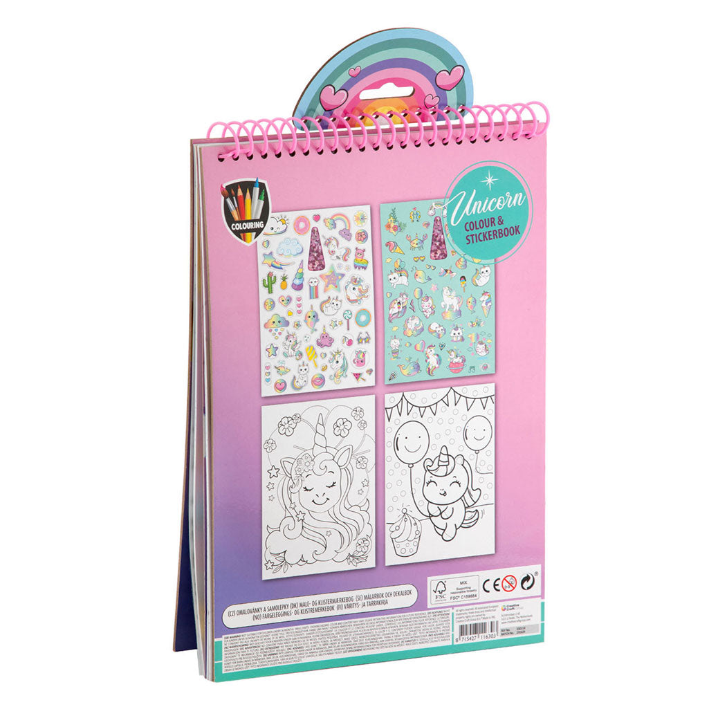 MOXY A4 UNICORN COLOURING & STICKERBOOK 16 PAGES