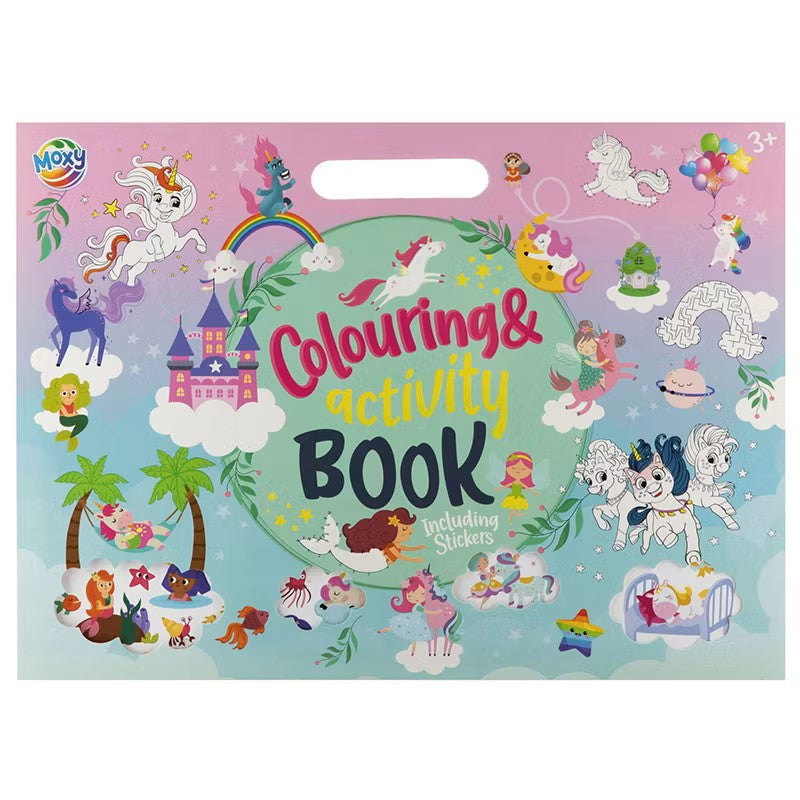 MOXY COLOUR&ACTIVITY BOOK INCL STICKERS, 26X35.5CM, 25 SHEETS UNICORN