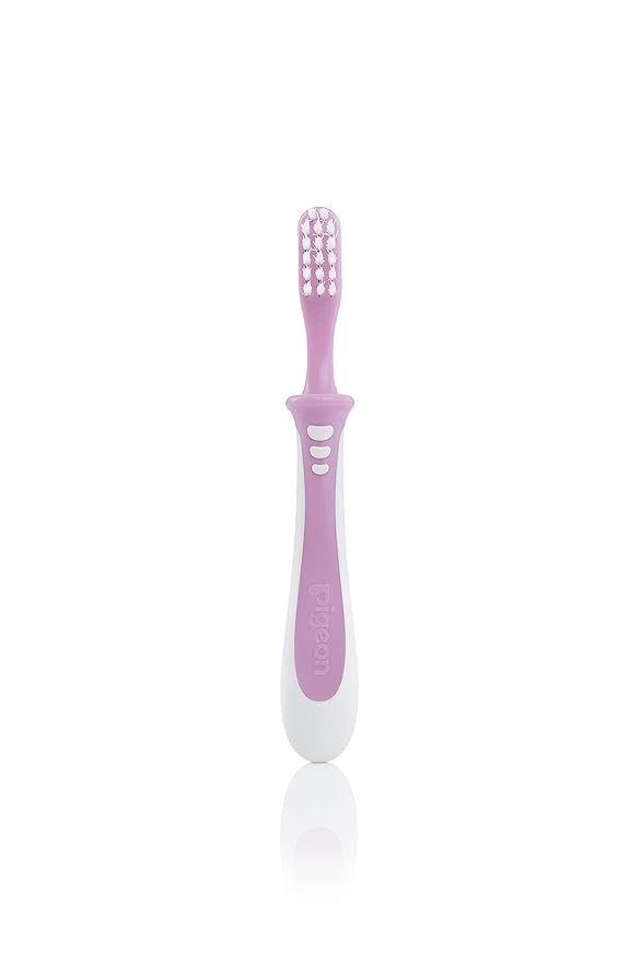 Pigeon Official - Training Toothbrush Lesson 3 Pink, 12-18+ Months, Soft Elastomer Brush Head, Ergonomic handle, BPA Free, Co-developed with Pediatric Dentist, Japan No. 1 Brand