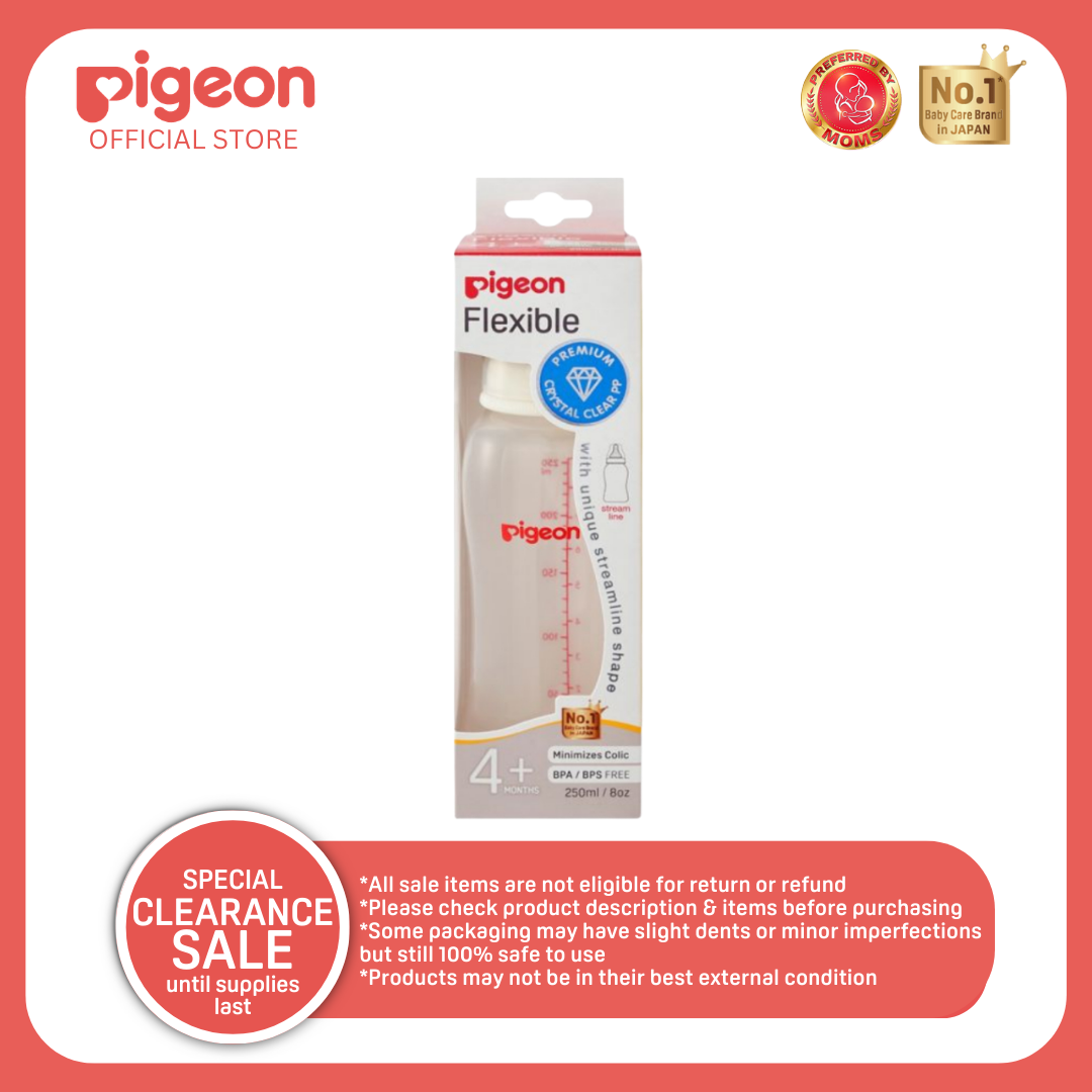 Pigeon Official- Crystal Clear Streamline Feeding Bottle medium flow, for 4+months