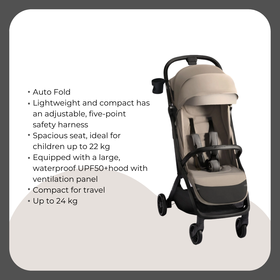 Kinder Kraft Nubi2 Stroller (Beige) + Neste Up Playard -Co Sleeper (Grey)