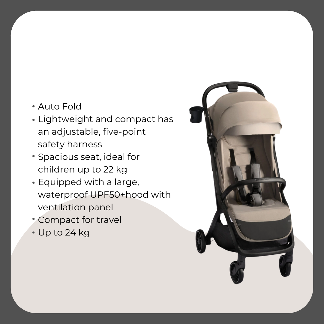Kinder Kraft Nubi2 Stroller (Beige) + Nino Baby Carrier Confetti Grey