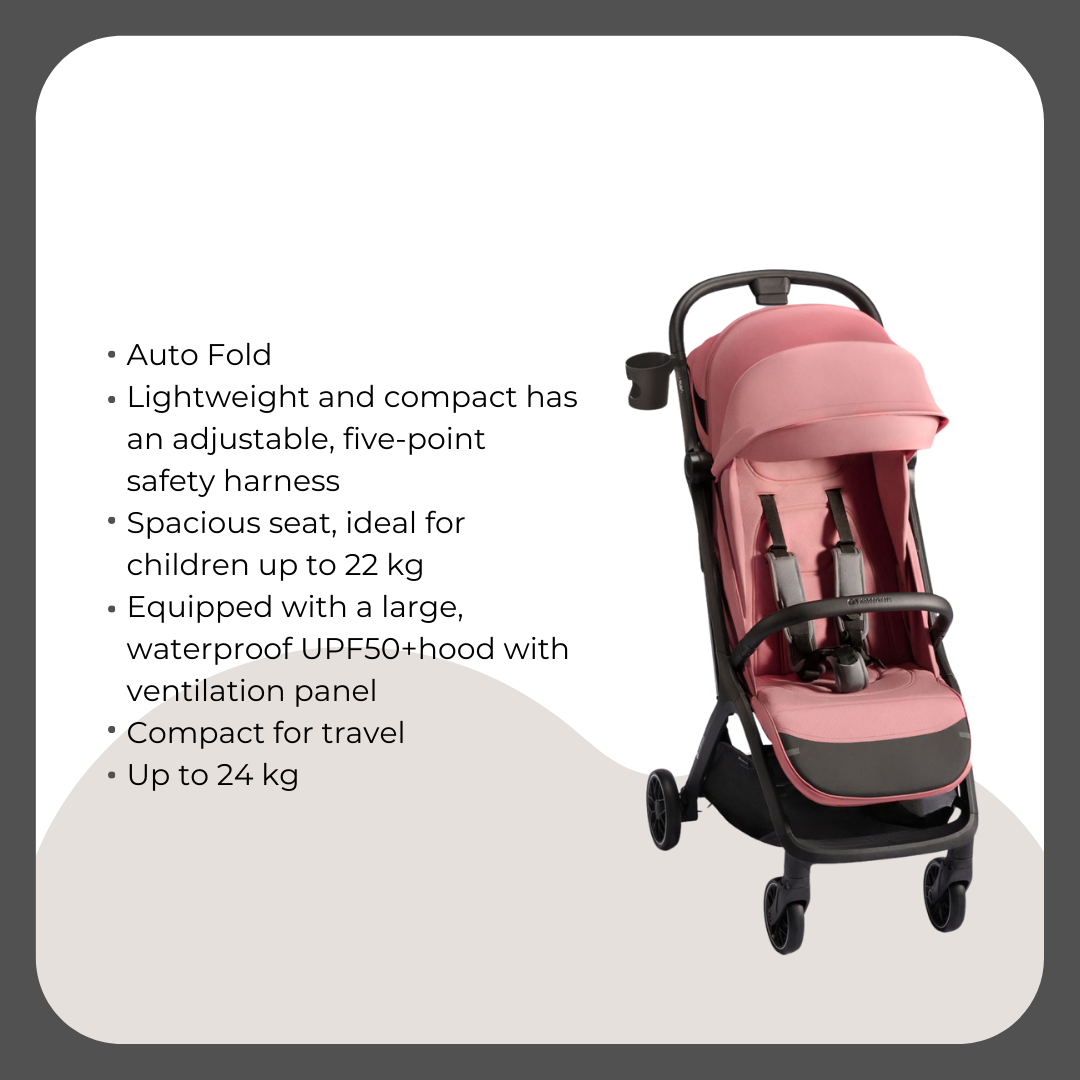 Kinder Kraft Nubi2 Stroller (Pink) + Nino Baby Carrier Confetti Grey