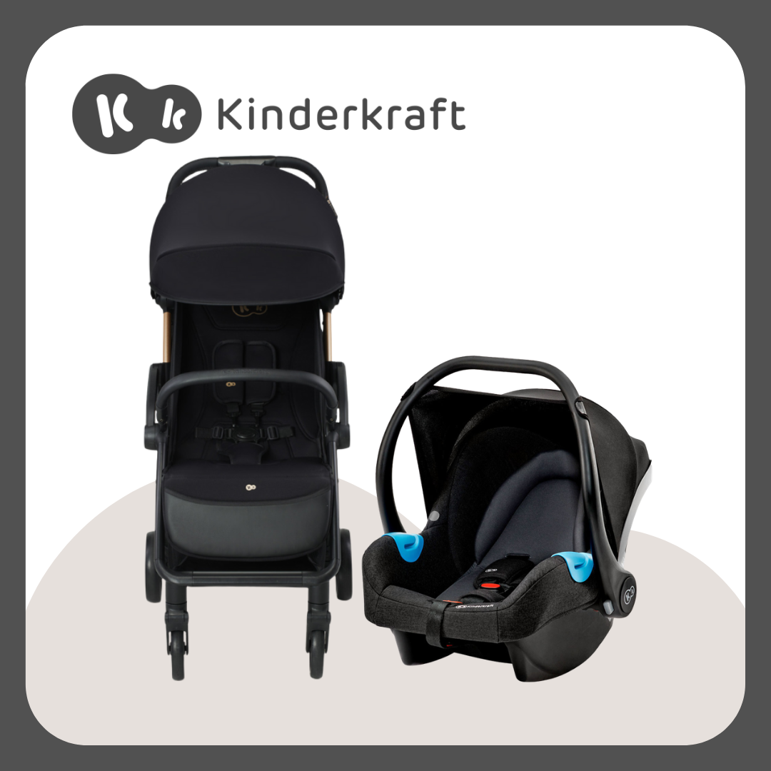 Kinderkraft Travel System Apino Black Stroller and MinkPro Carseat Black