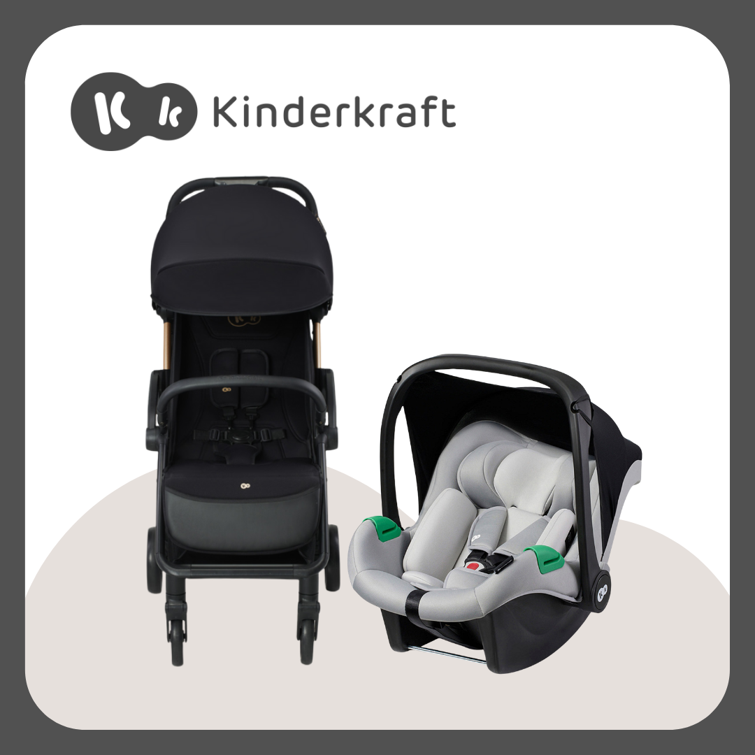 Kinderkraft Travel System Apino Black Stroller and MinkPro Carseat Gray