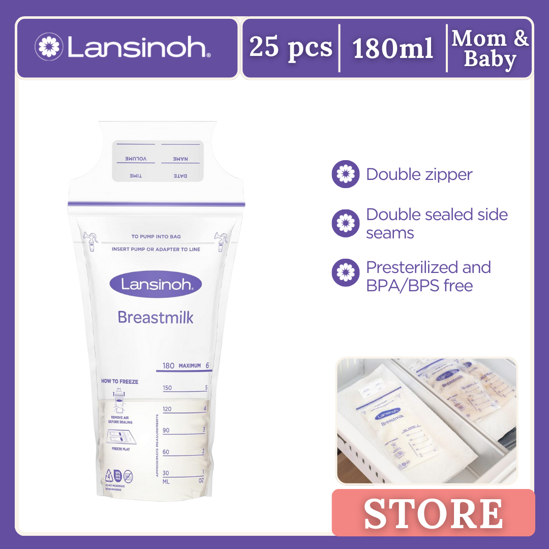 Lansinoh Breastmilk Storage Bags, Easy to Use Milk Storage Bags for Breastfeeding, Presterilized, Hygienically Doubled-Sealed, for Refrigeration and Freezing (pack of 25)