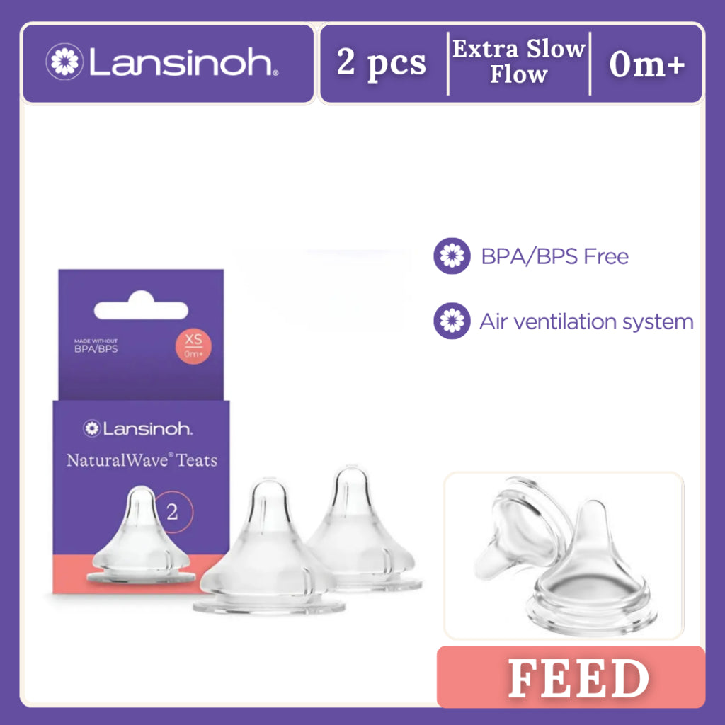 Lansinoh Nipples 2pcs Replacement for Extra Slow Flow Teats for Baby Feeding Bottles - No Nipple Confusion