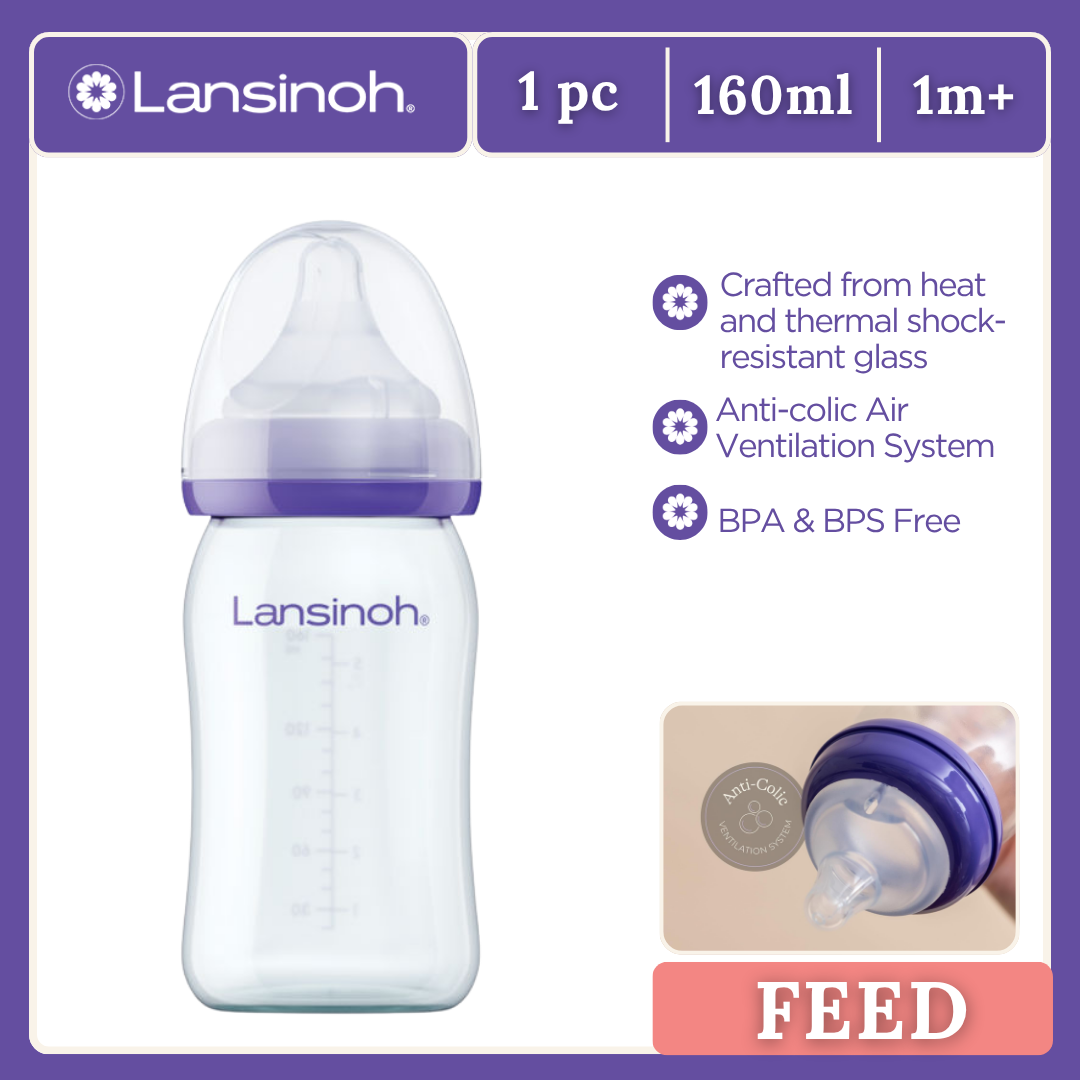 Glass Feeding Bottle 160ml with Natural Wave Teat UK/TR/Export