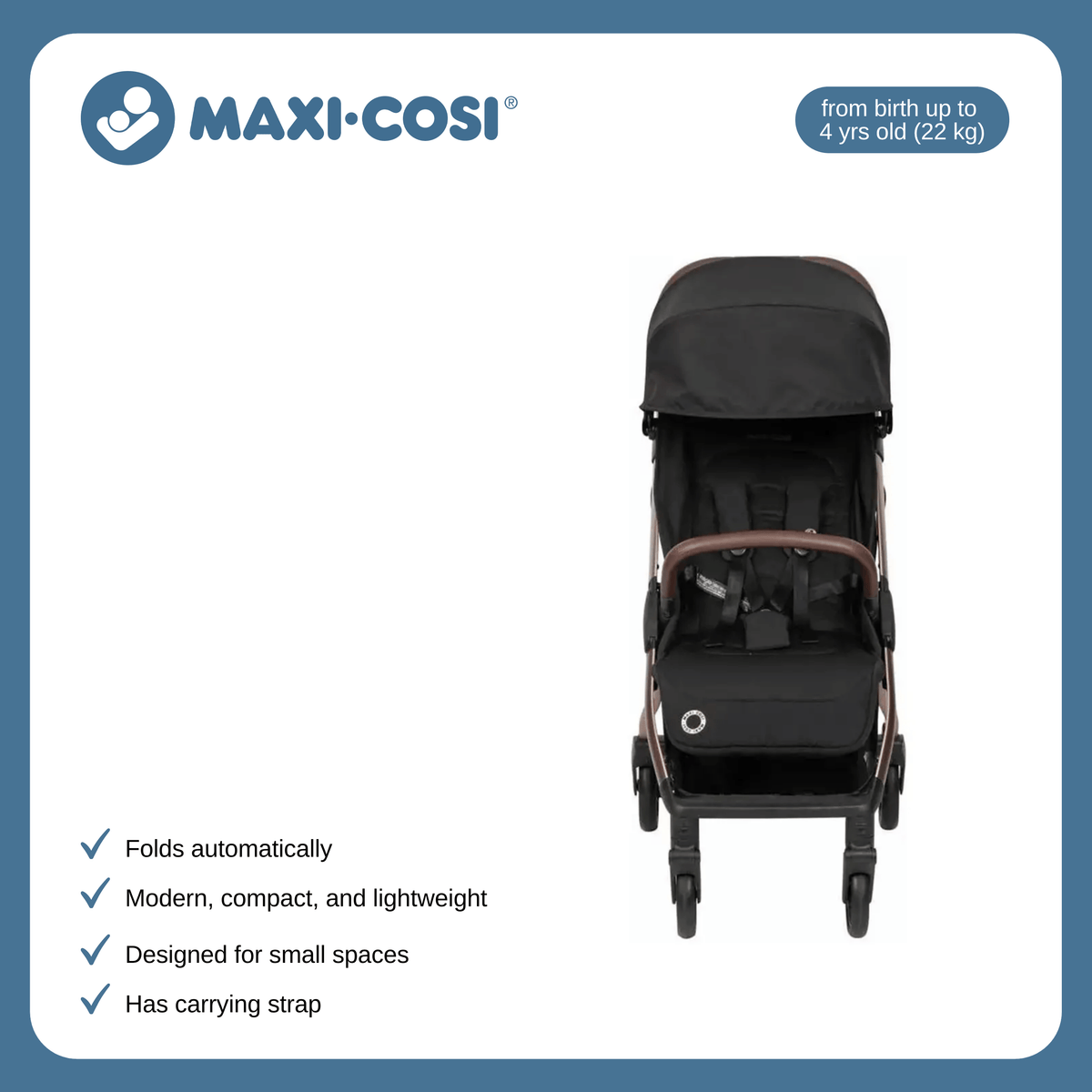 Maxi-Cosi Stroller Eva 3 incl. Adapters - Essential Black