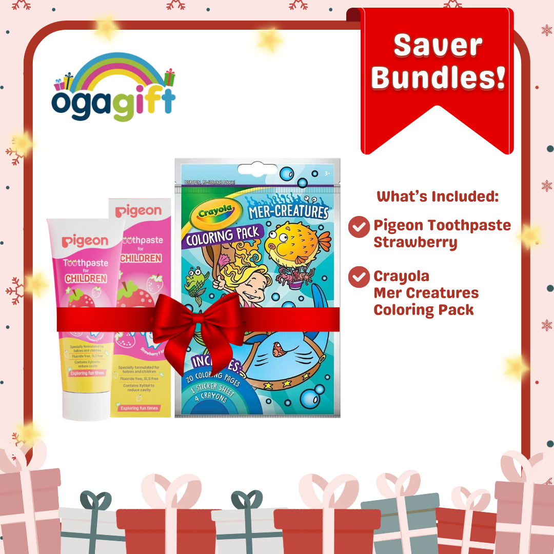 Pigeon OgaGift Set: Toothpaste x Crayola Value Coloring Toddler Dental Care, Coloring for Toddler, Perfect Gift for Babies 0+ & Up