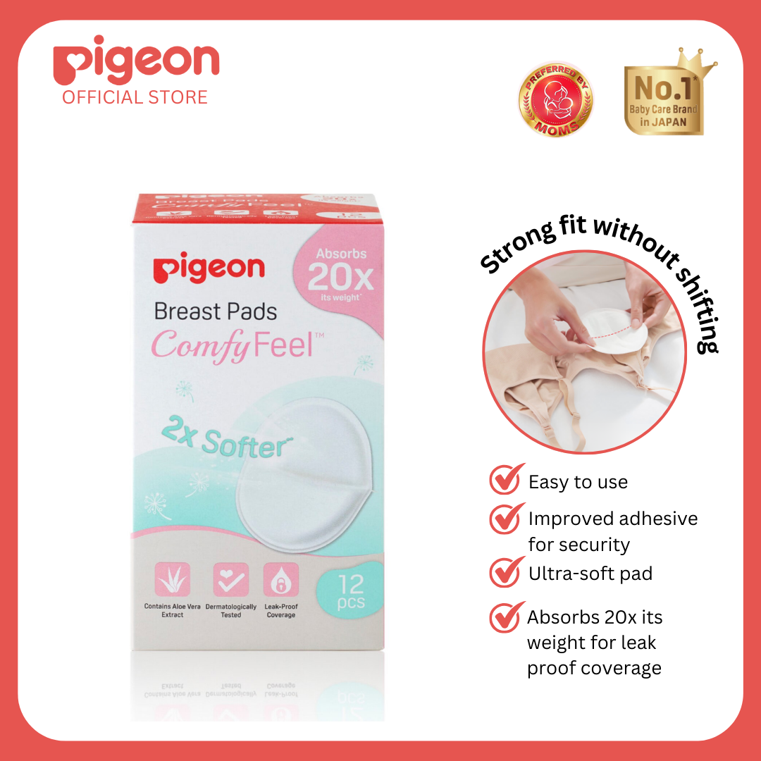 Pigeon Buy 2 Breast Pads 30 pcs, GET FREE Breast Pads 12 pcs - Leak proof, Comfortable, Absorbent, Breastfeeding Essentials, Safe for Moms