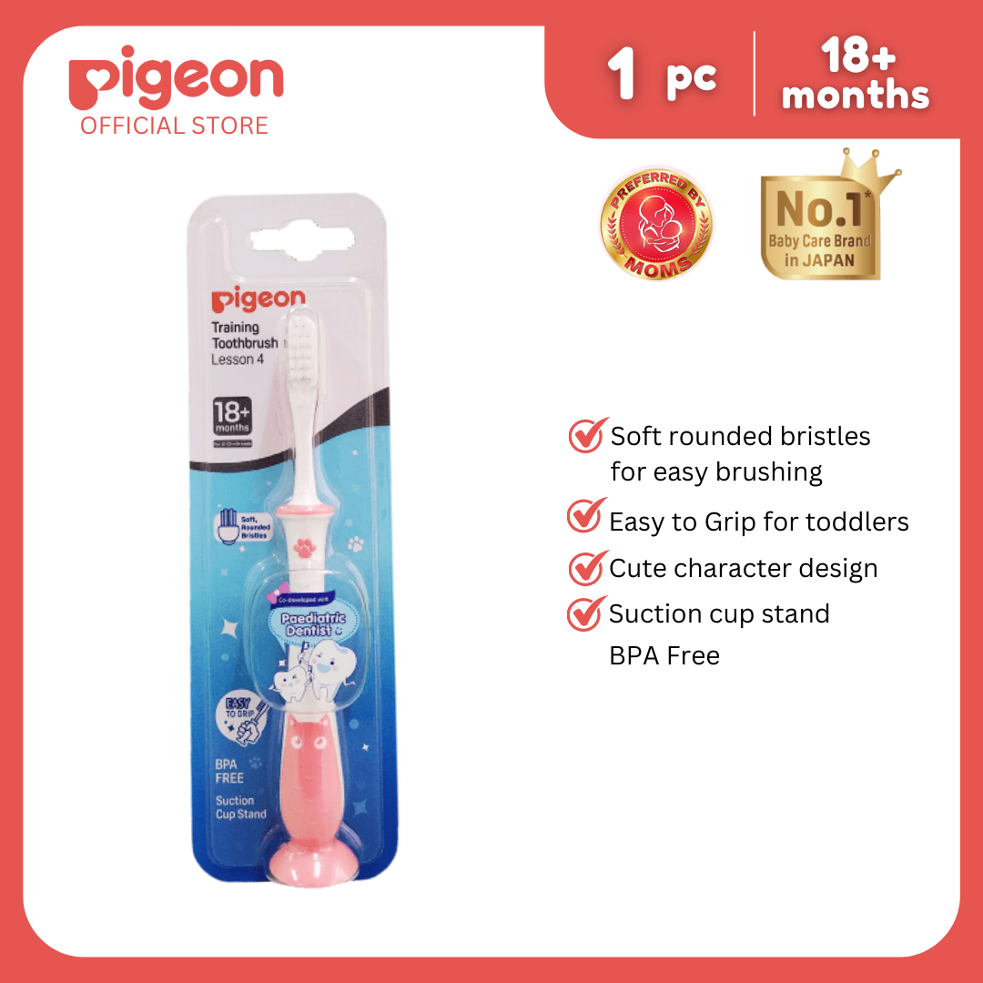 Pigeon Gift Set: Lesson 4 Toothbrush Pink + Toothgel Strawberry
