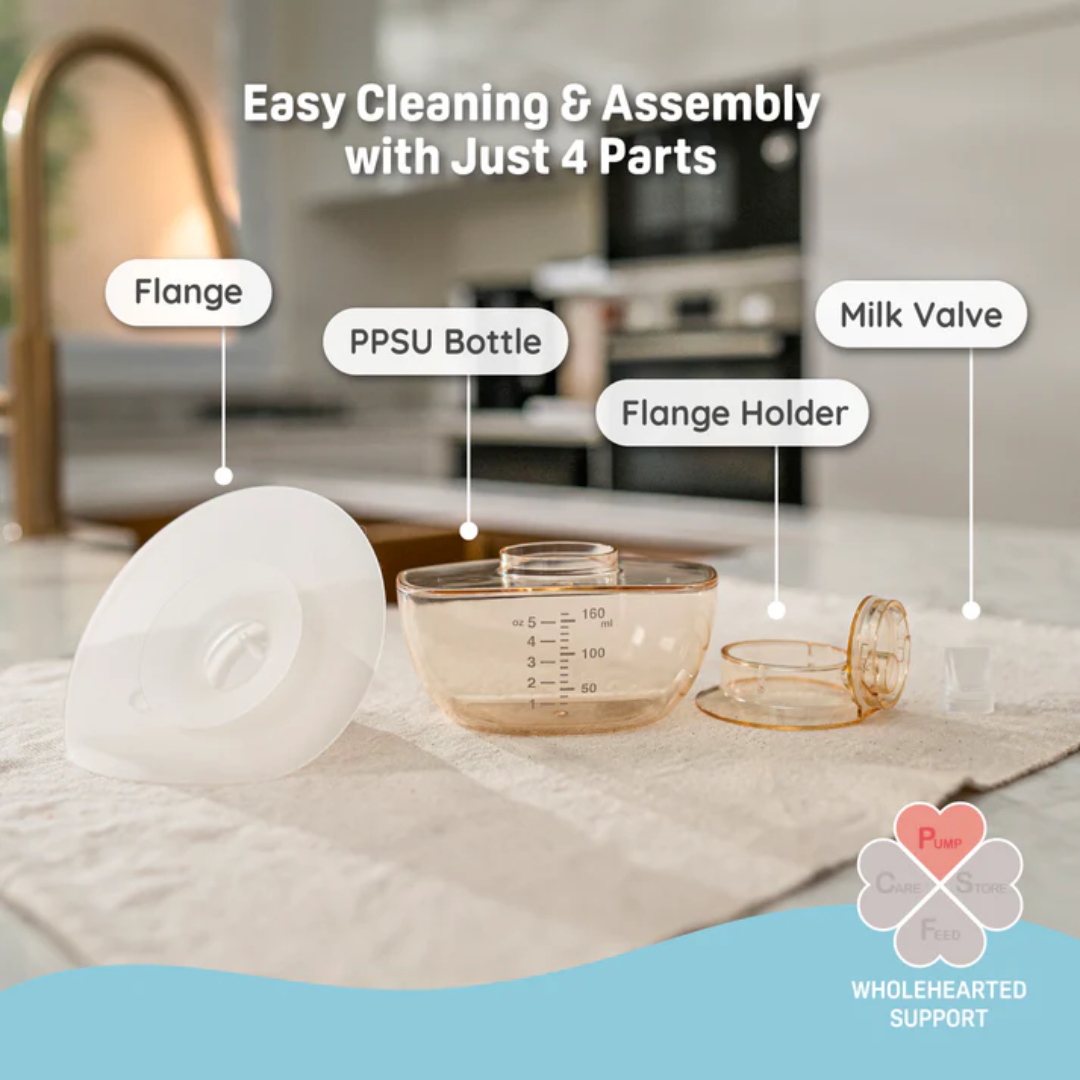 Pigeon Official - Wearable Breast Pump Single - Hands-Free 3 Modes & 9 Suction w/ 160ml PPSU Bottle