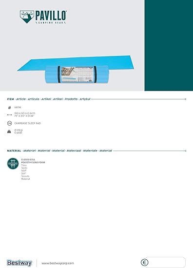 Bestway Pavillo CampBase Sleep Pad (75" x 20" x 0.24")
