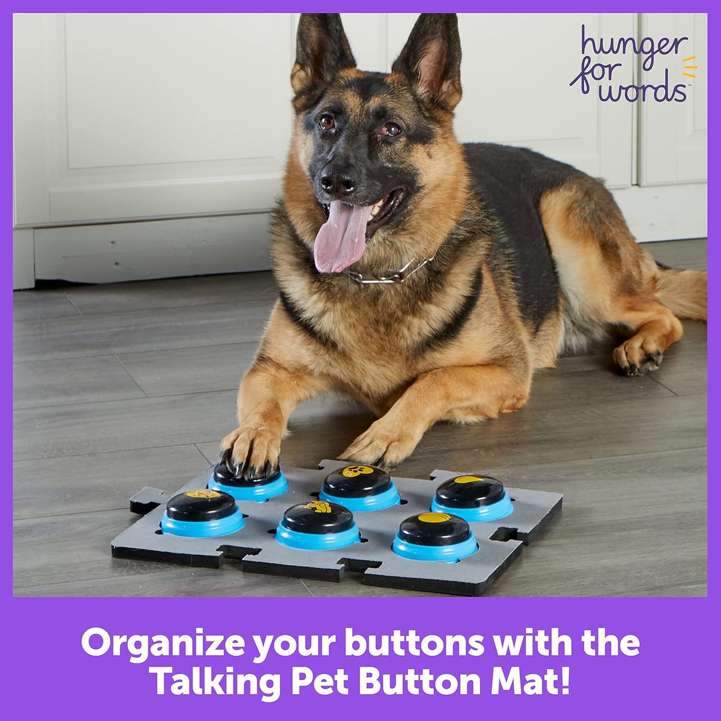 Ogapets Brightkins Talking Pet Button Mat - Durable, Pet-safe Foam, 6-Button Mat &1 sheet Customizable Labels