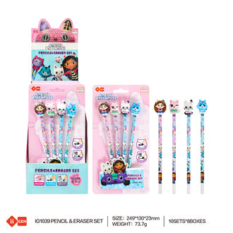 GABBY HB Pencil & eraser set 4pcs/card