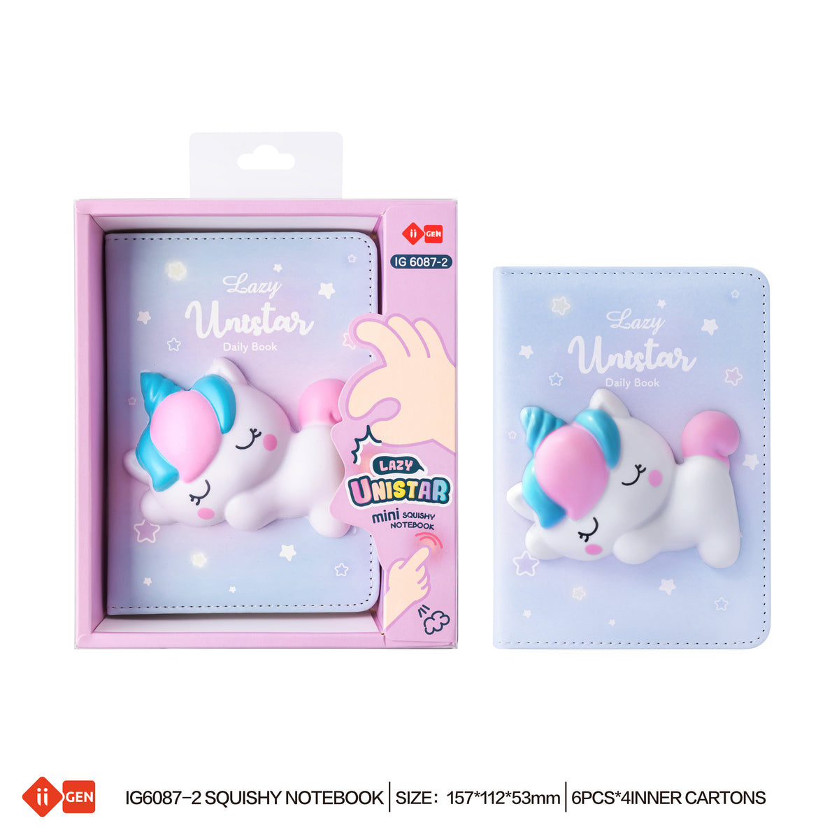 LAZY STAR mini suqishy notebook (unicorn design)