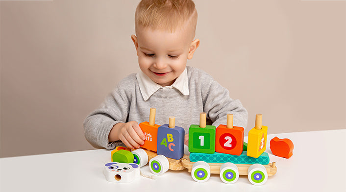 Kids Hits Wooden Stack and Go Train