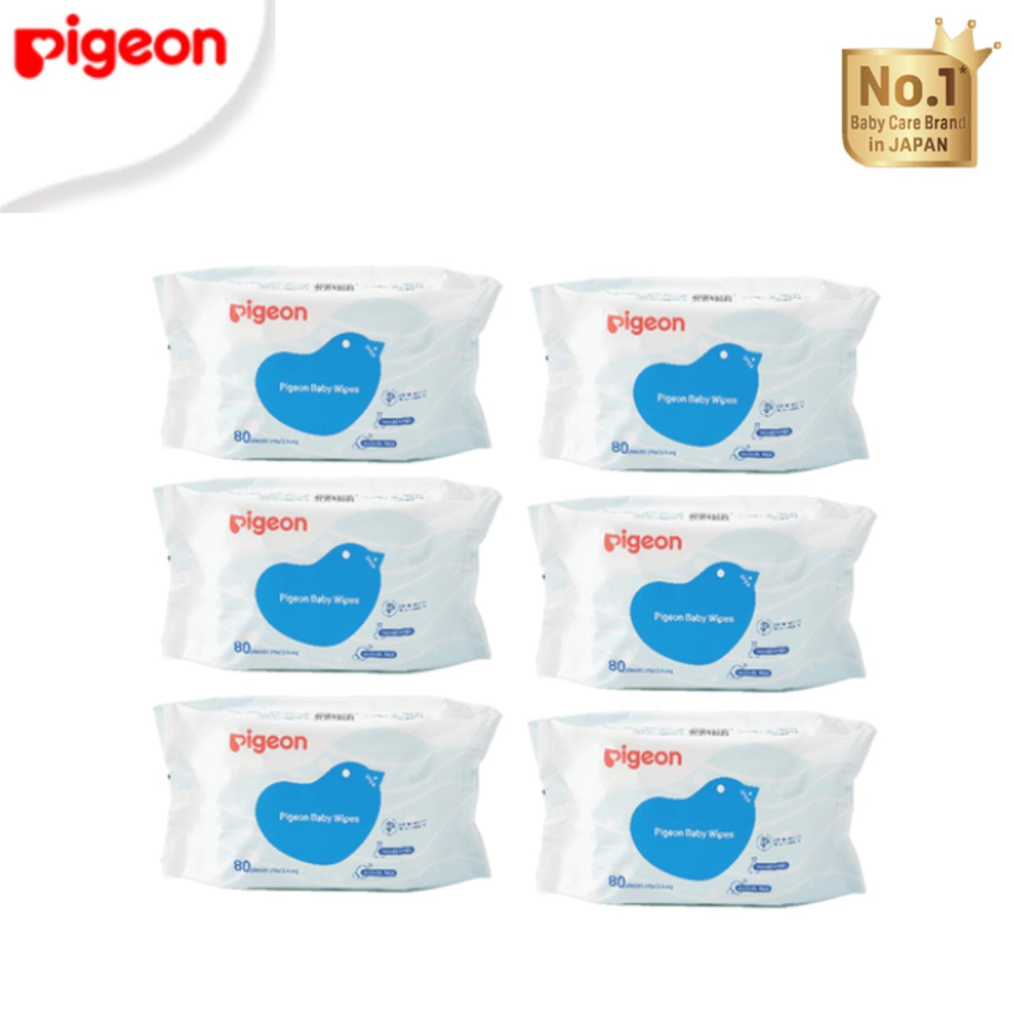 PIgeon Baby Wipes 80's Water Base Refill PK6