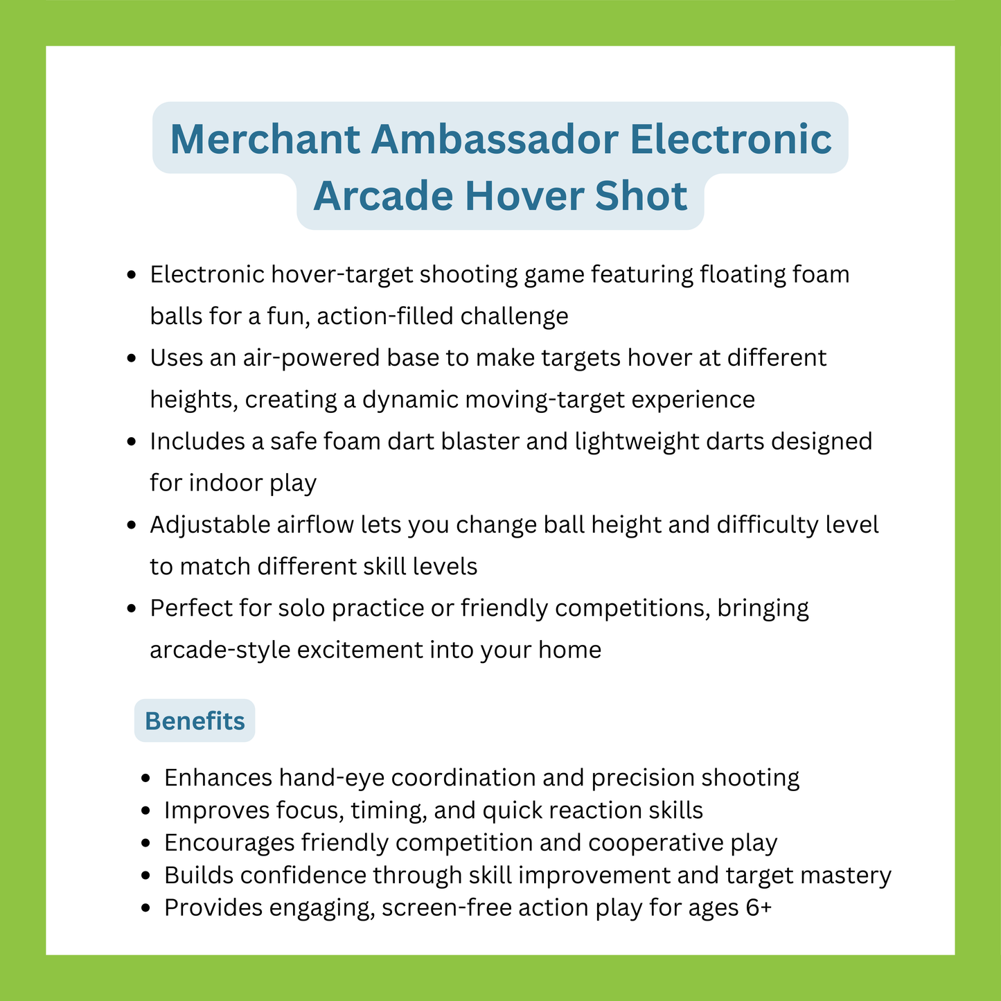 Merchant Ambassador Electronic Arcade Hover Shot