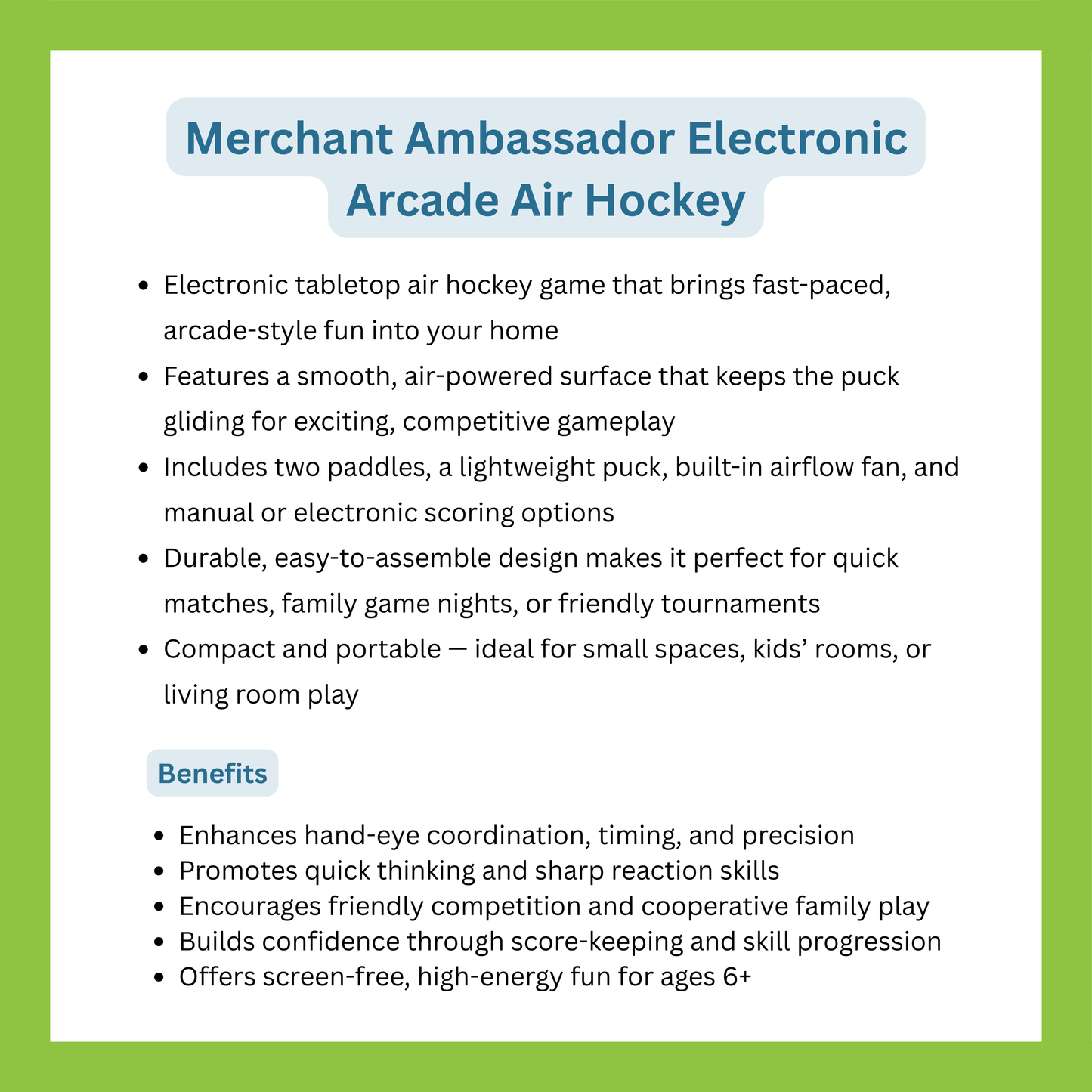 Merchant Ambassador Electronic Arcade Air Hockey