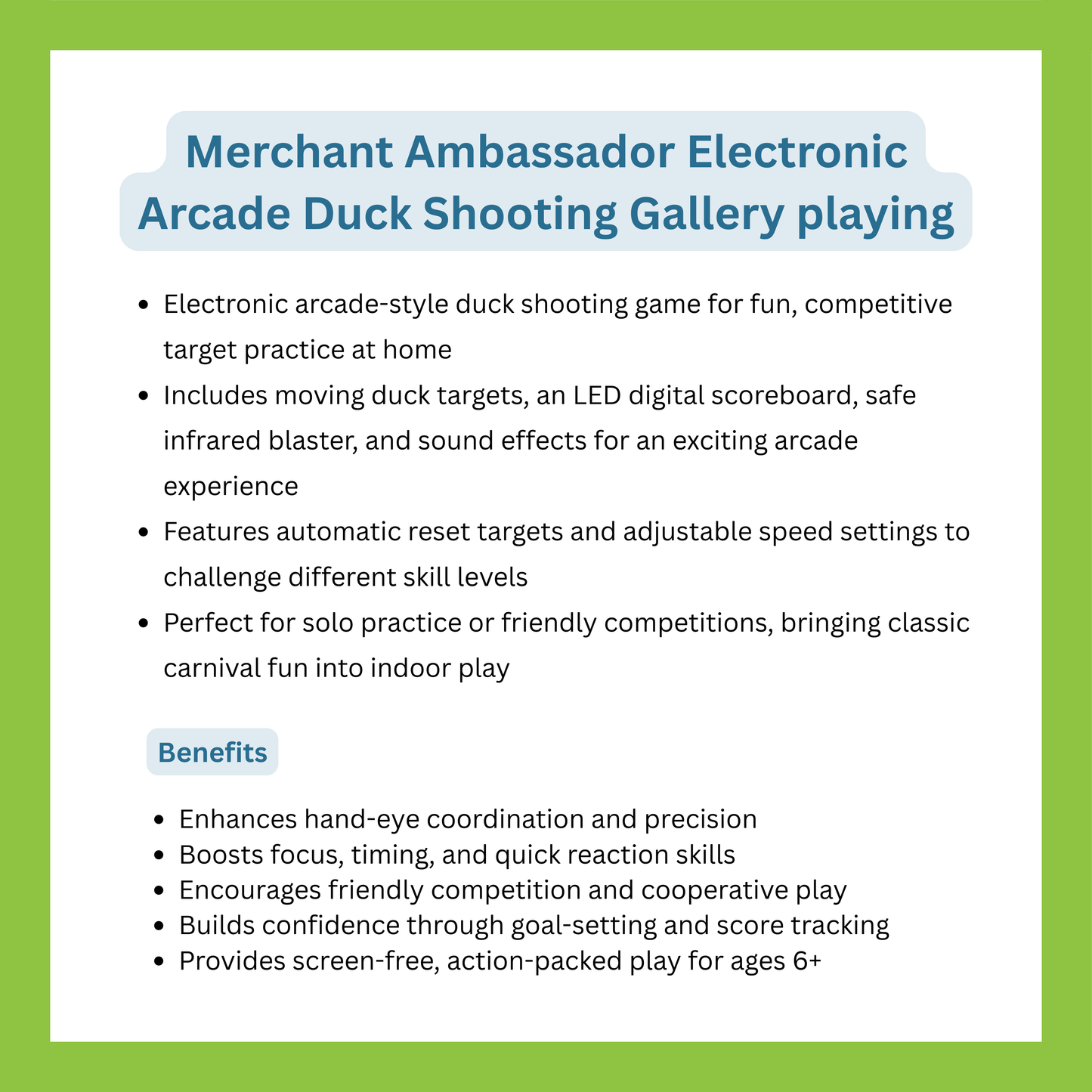 Merchant Ambassador Electronic Arcade Duck Shooting Gallery