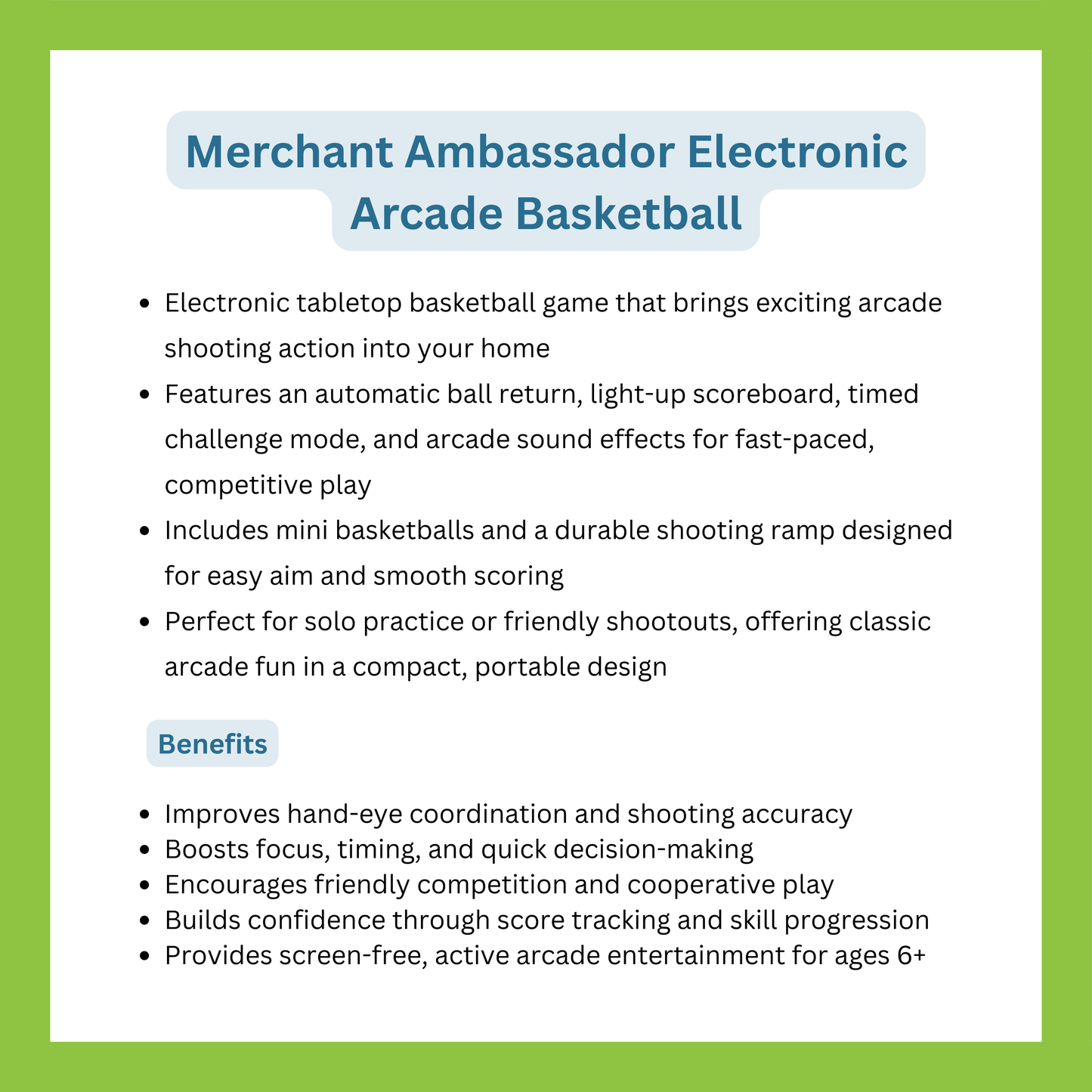 Merchant Ambassador Electronic Arcade Basketball