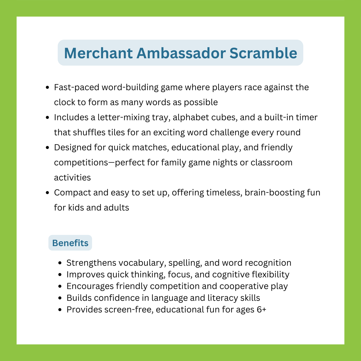 Merchant Ambassador Scramble