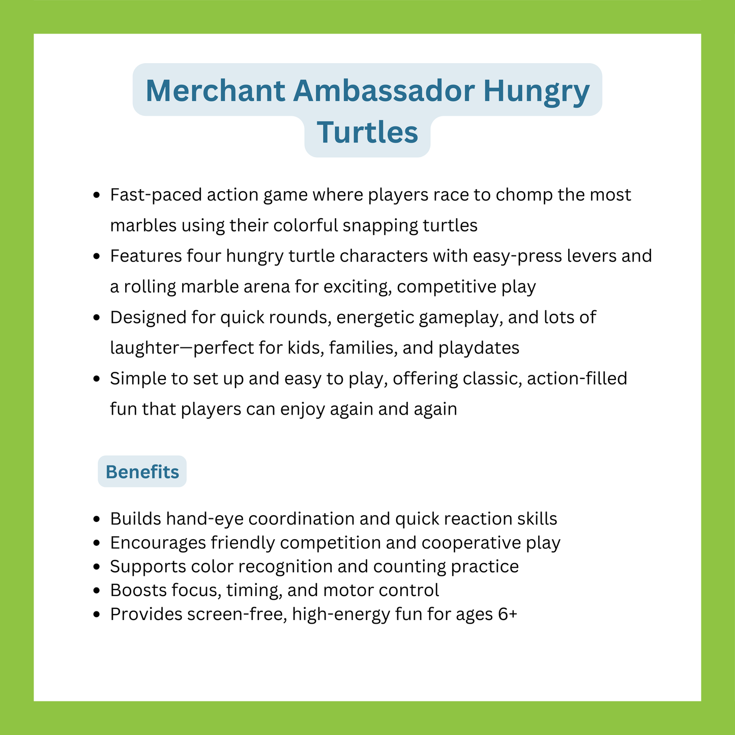 Merchant Ambassador Hungry Turtles