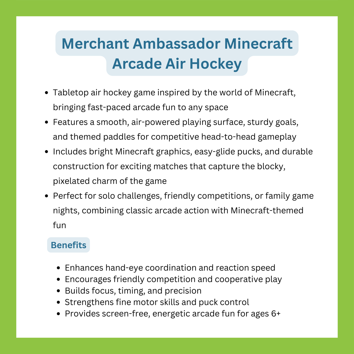 Merchant Ambassador Minecraft Arcade Air Hockey