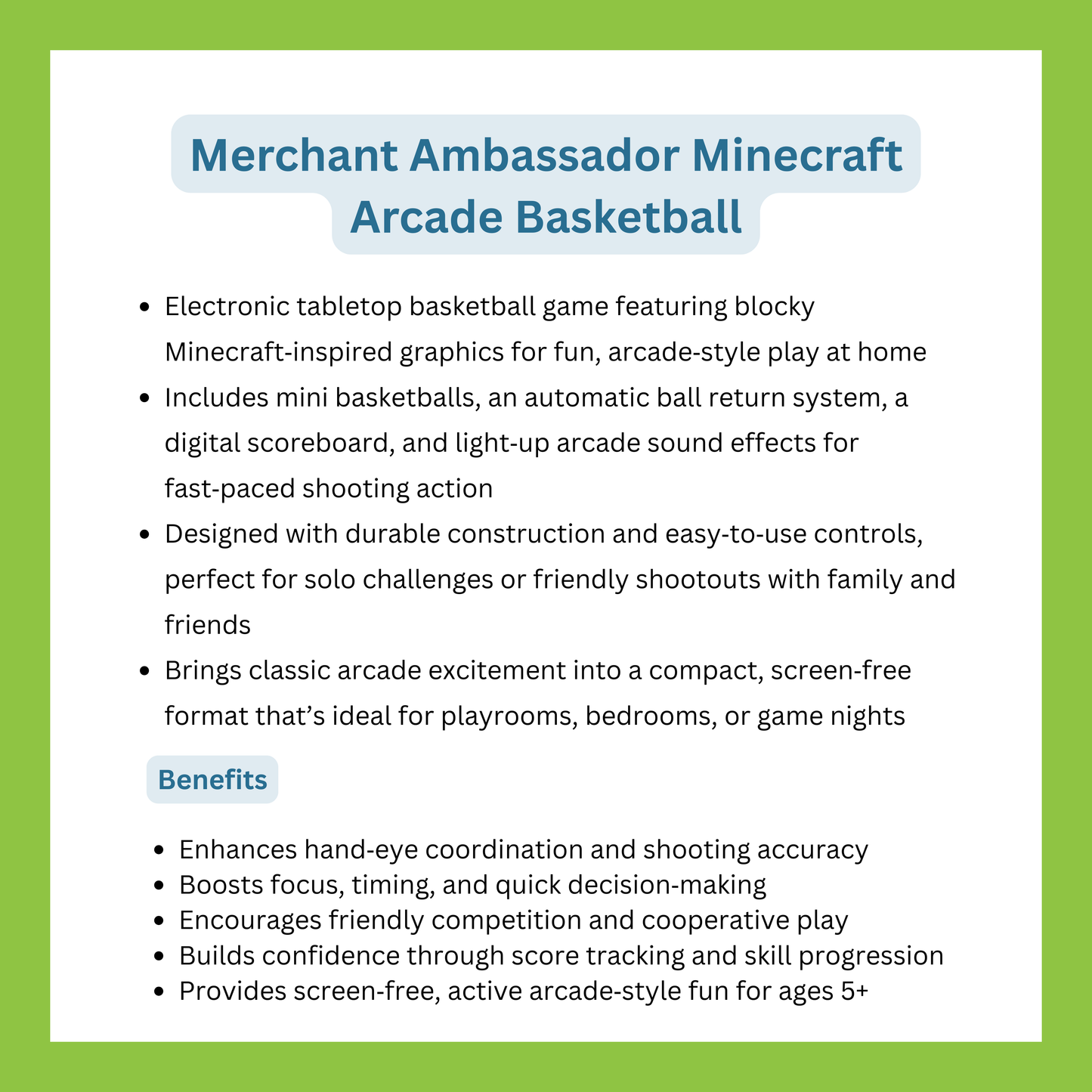 Merchant Ambassador Minecraft Arcade Basketball