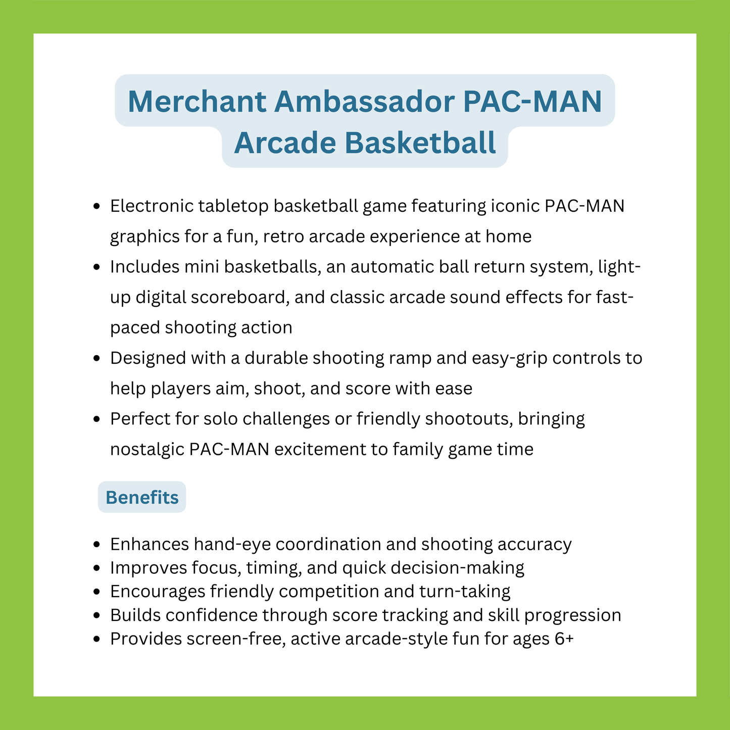 Merchant Ambassador Pac-Man Arcade Basketball