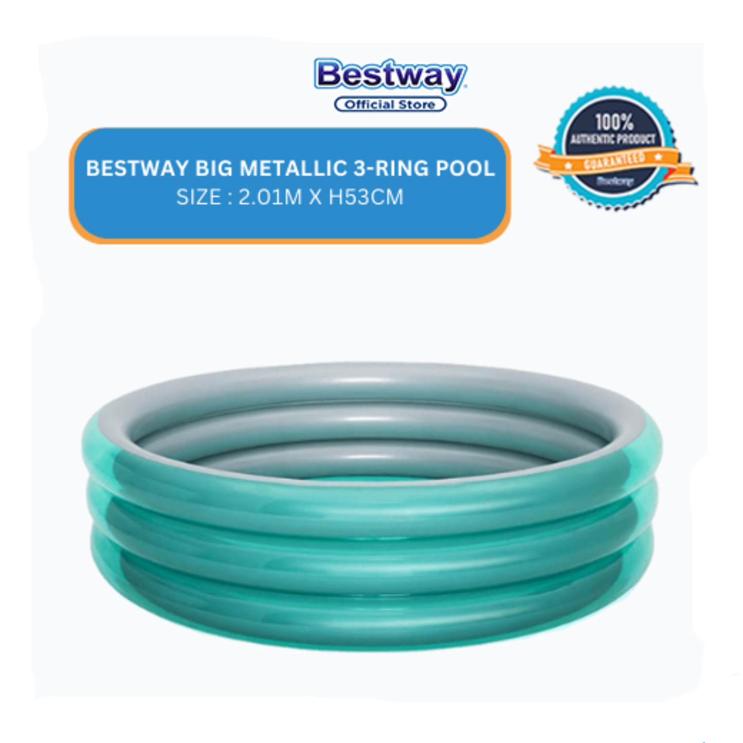 Bestway Big Metallic 3-Ring Pool (Φ2.01m x H53cm)