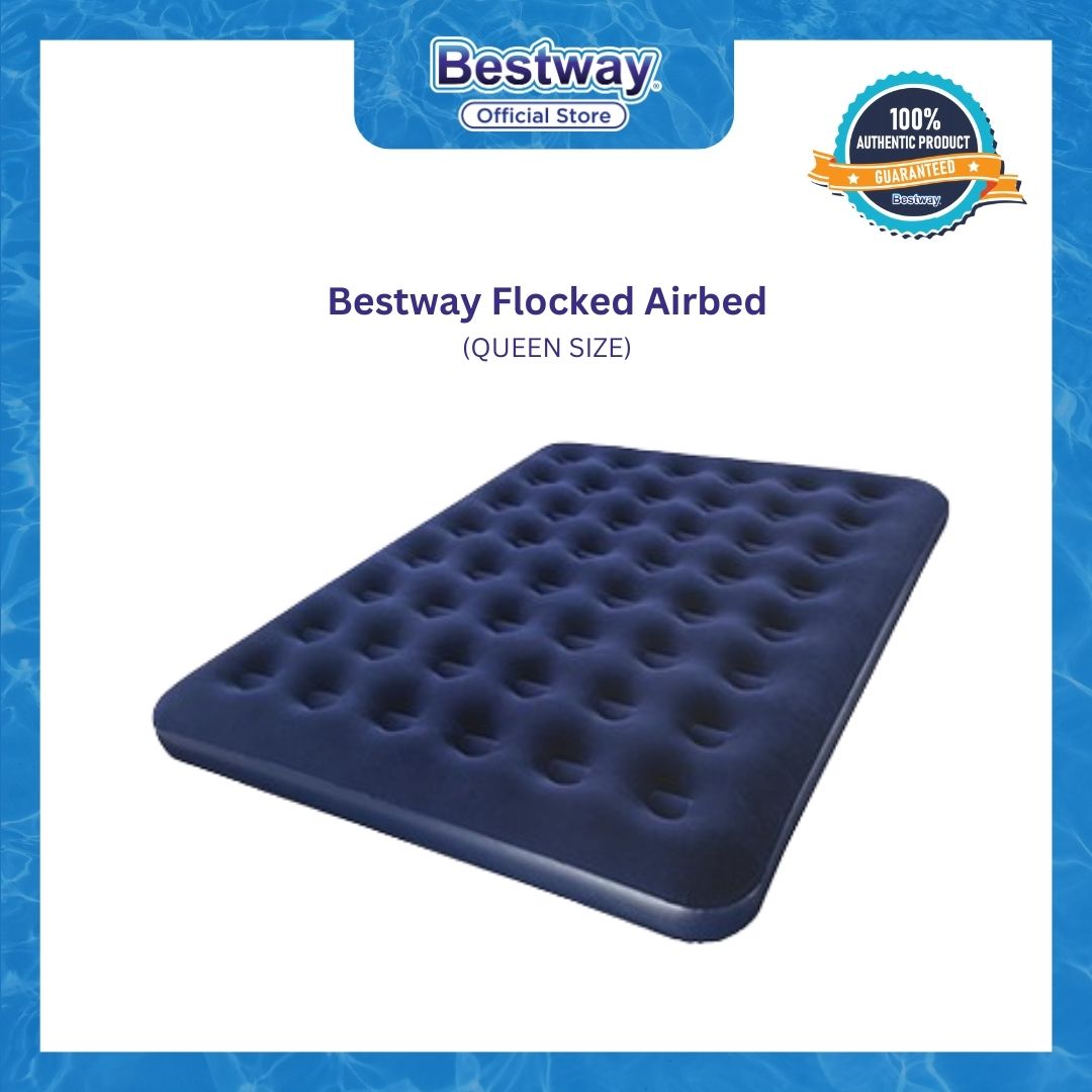 Bestway Flocked Air Bed (Queen size; Dark Blue Color)