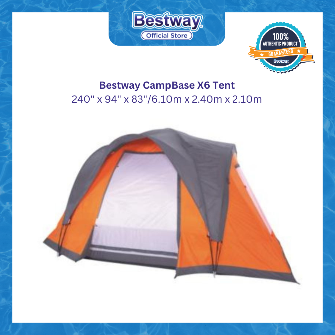 Bestway 240" x 94" x 83"/6.10m x 2.40m x 2.10m CampBase X6 Tent