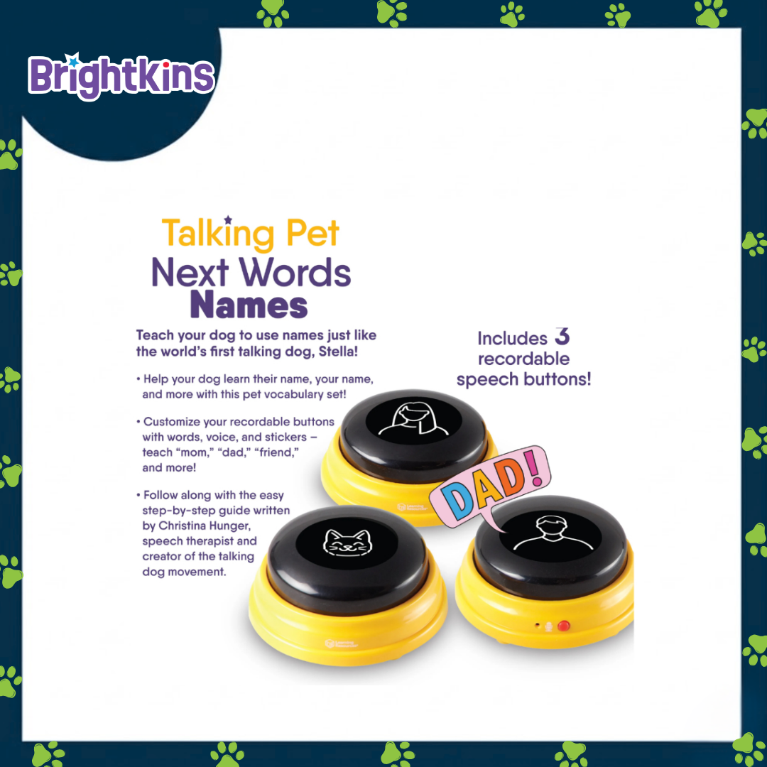 Ogapets Brightkins Talking Pet Next Words Names Buttons - 3 Recordable Speech Buttons for Easy Pet Communication & Training