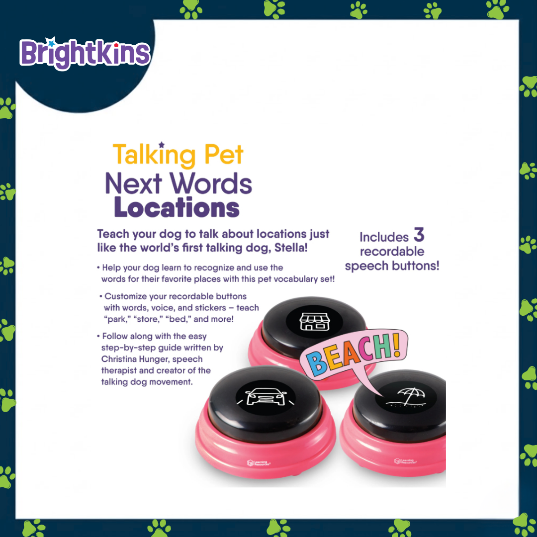 Ogapets Brightkins Talking Pet Next Words Locations Customizable Voice Buttons with Themed Stickers for Dog Training and Obedience Games Durable