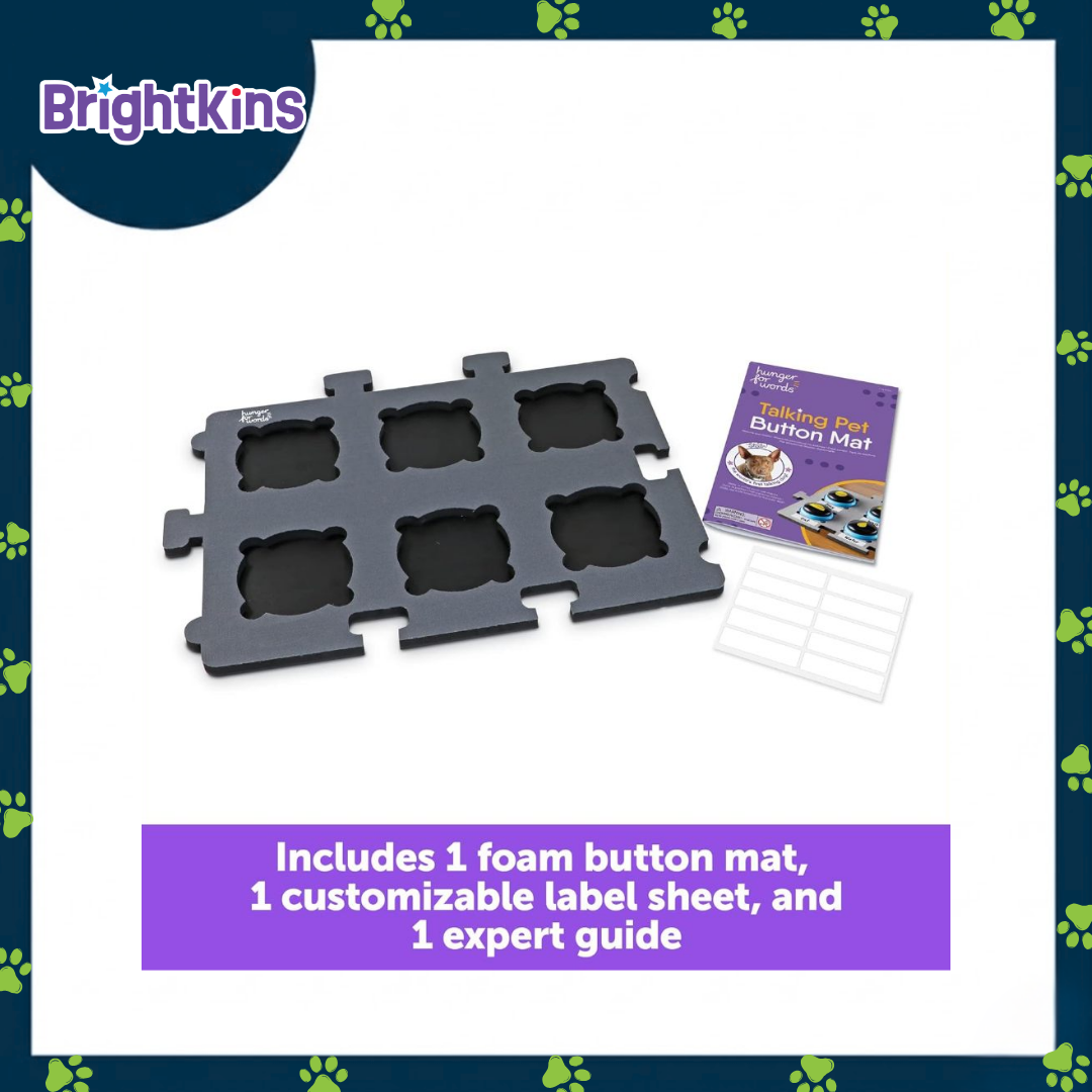 Ogapets Brightkins Talking Pet Button Mat - Durable, Pet-safe Foam, 6-Button Mat &1 sheet Customizable Labels