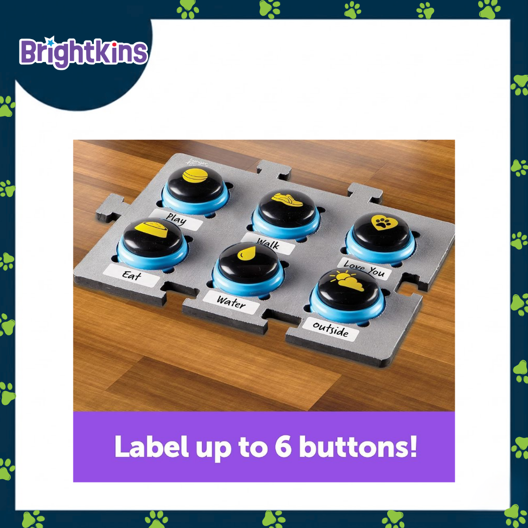 Ogapets Brightkins Talking Pet Button Mat - Durable, Pet-safe Foam, 6-Button Mat &1 sheet Customizable Labels